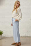 Striped Cotton Wide Leg Pants: PINK COMBO / L