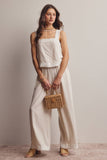 Embroidered Square-Neck Tank & Wide-Leg Pants Set FSET011: Indigo / Contemporary / L