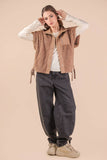 NJ90437-Soft Textured Woven Vest W/ Side Tie: MOCHA / S-M-L/2-2-2