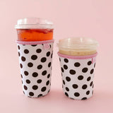 Coffee Cup Cover - Brown Polka Dots: Large / 24oz