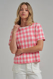 GINGHAM CHECKERED PATTERN SWEATER CASUAL TOP_JLT00221-01: OLIVE/CREAM / S-M-L(2-2-2)