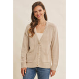 OVERSIZED COTTON BLEND SWEATER CARDIGAN: CLOUD PINK / L