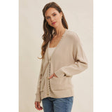 OVERSIZED COTTON BLEND SWEATER CARDIGAN: CLOUD PINK / L