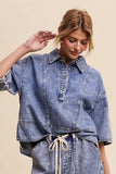 Denim Collared Oversized Top