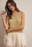 Open-Knit Sleeveless Tank Top FSW0041: Red / Contemporary / L