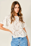 AJT6103 LACE FLORAL T SHIRTS: OFF WHITE / L