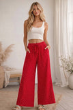 Relaxed Polka Dot Wide Leg Pants: RED/WHITE / L