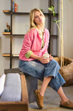 Essential Button Down Cardigan Top: Red / L