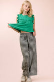 NP70976-Elastic Waist Checkered Casual Pants: RED / S-M-L/2-2-2