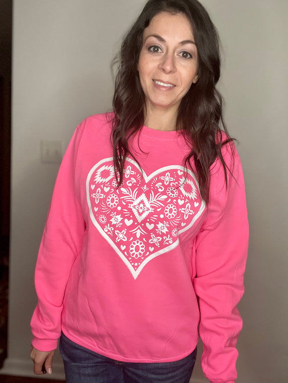 Hot Pink Heart Sweatshirt