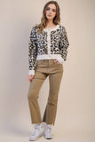 12W3475N-Print & Solid Soft Knit Sweater Cardigan: Red / S-M-L/2-2-2