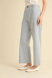 STRIPED HIGH WAIST WIDE LEG PANTS MP3775: BLACK STRIPE / L