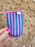 Slim Can Sleeve-Pink and Turquoise Stripe