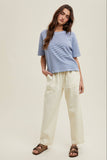 DRAWSTRING BAGGY DENIM PANTS / WL24-9606: BUBBLEGUM / L