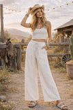 Relaxed Polka Dot Wide Leg Pants: RED/WHITE / L