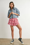Button Front Cropped Shirt - BMJ7681: DENIM / L