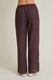 WAIST TIE DOT PANTS: BROWN-IVORY DOT / S