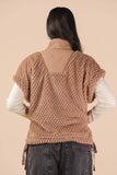 NJ90437-Soft Textured Woven Vest W/ Side Tie: MOCHA / S-M-L/2-2-2