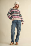COLORFUL FLORAL FAIR ISLE SWEATER MSW11583: IVORY PINK MULTI / L