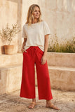 Relaxed Polka Dot Wide Leg Pants: RED/WHITE / L