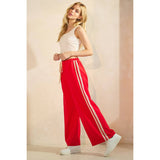 Red Lace Striped Pant