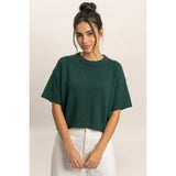 Seam Detail Short Sleeve Knit Top: WHIP CREAM / S-M-L(2-2-2)