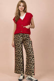 NP70940-Side Stripe Tape Detail Leopard Wide Leg Pants: MOCHA MIX / S-M-L/2-2-2