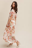 Floral Tiered Maxi Dress: Cream / L