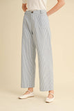 STRIPED HIGH WAIST WIDE LEG PANTS MP3775: BLACK STRIPE / L