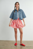 Button Front Cropped Shirt - BMJ7681: DENIM / L