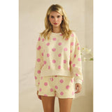 Polka Dot Crew Neck SweatShirt: Black / L