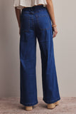 Wide-Leg Stretch Denim Jeans FP0003: Washed Cobalt / Contemporary / L