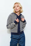 PALMER HOODIE CARDIGAN - Cozy, Striped, Casual: Pink Multi / L