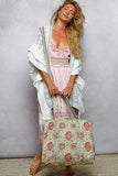 Bohemian Bias Tape Detail Roomy Fit Mint Tote Bag: MINT MULTI / One Size