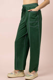 NP71022-Stitch Detail Casual Knit Pants: MOCHA / S-M-L/2-2-2