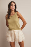 Open-Knit Sleeveless Tank Top FSW0041: Red / Contemporary / L