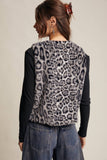 Faux Fur Leopard Vest-Grey