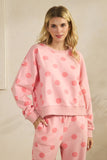 Polka Dot Crew Neck SweatShirt: Sky Blue/Navy / L