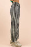 NP70976-Elastic Waist Checkered Casual Pants: RED / S-M-L/2-2-2