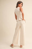 Cream VEST AND STRAIGHT FIT PANTS SET