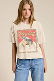 Western Cowboy Leopard Graphic Faux Crop Tee: BLACK / L