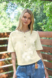 Striped Henley Top- Yellow