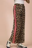 NP70940-Side Stripe Tape Detail Leopard Wide Leg Pants: MOCHA MIX / S-M-L/2-2-2