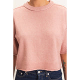 Seam Detail Short Sleeve Knit Top: WHIP CREAM / S-M-L(2-2-2)