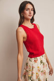 Open-Knit Sleeveless Tank Top FSW0041: Red / Contemporary / L