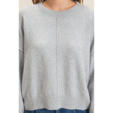 Crew Neck Sweater With Ribbed Hem: OATMEAL / S-M-L(2-2-2)