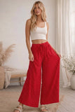 Relaxed Polka Dot Wide Leg Pants: RED/WHITE / L