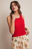 Open-Knit Sleeveless Tank Top FSW0041: Red / Contemporary / L