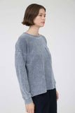 WASHED POCKET DETAIL LONG SLEEVE RIB KNIT TOP : LIGHT OLIVE