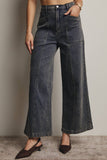 Wide-Leg Stretch Denim Jeans FP0003: Washed Cobalt / Contemporary / L